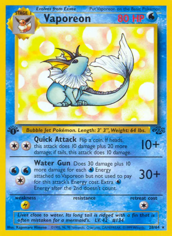 Vaporeon, First Edition Normal