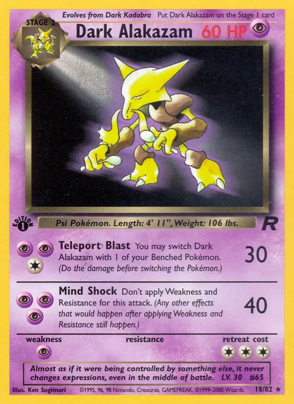 Dark Alakazam, First Edition Normal