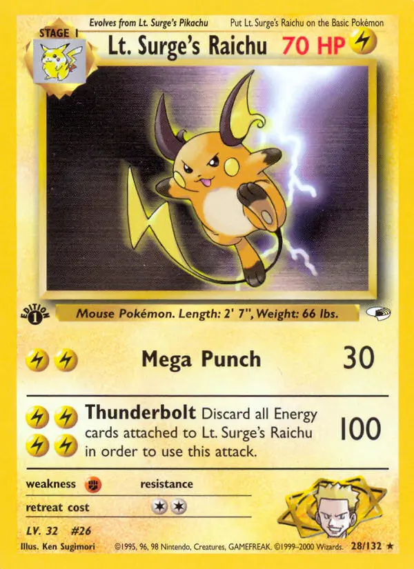 Lt. Surge's Raichu, First Edition Normal