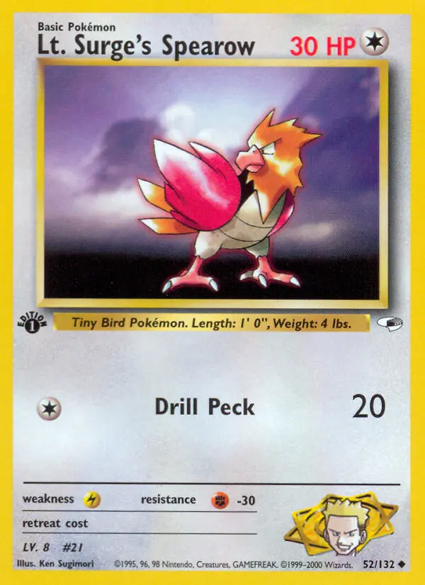 Lt. Surge's Spearow, First Edition Normal