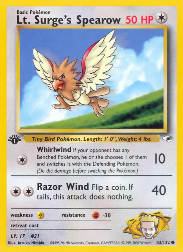 Lt. Surge's Spearow, First Edition Normal