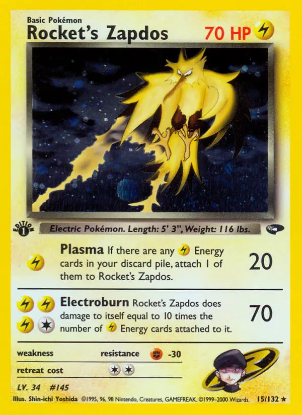 Rocket's Zapdos, First Edition Holo