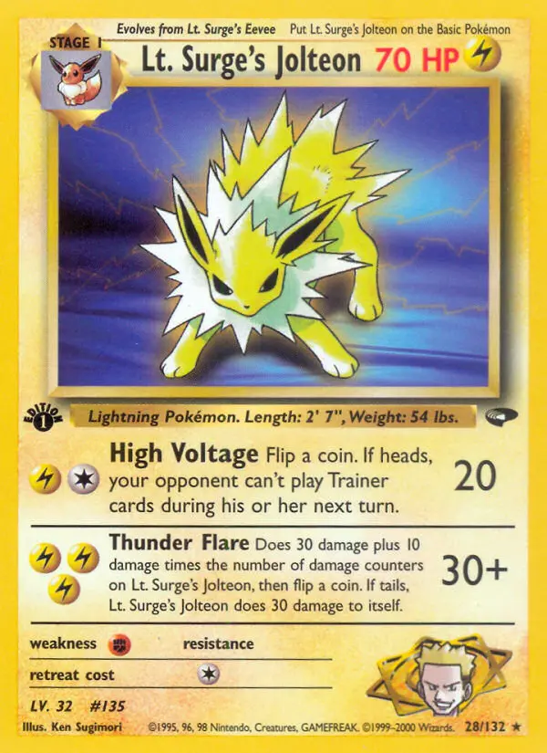 Lt. Surge's Jolteon, First Edition Normal