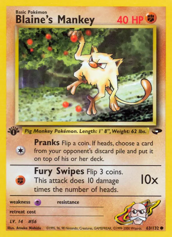 Blaine's Mankey, First Edition Normal