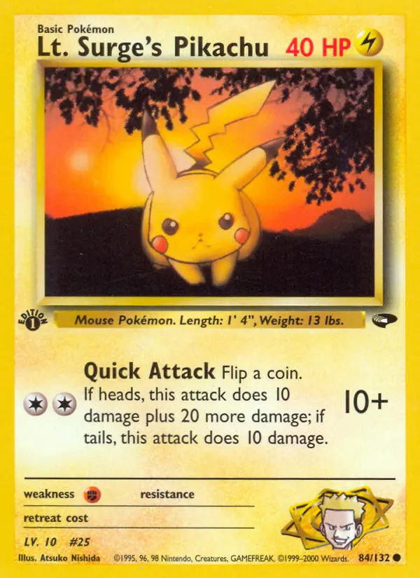 Lt. Surge's Pikachu, First Edition Normal